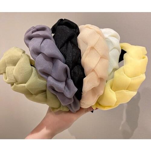 Повязка на голову Woman Headband For Hair Lace Braided Wide-brimmed Solid Headband Hair Hoop Fashion Hair Accessories 253