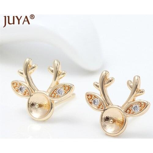 Kawaii Fawn Deer Inlaid Zircon Earring Makings DIY Jewellery Accessories For Girls Handmade Earrings Finding Suppiles