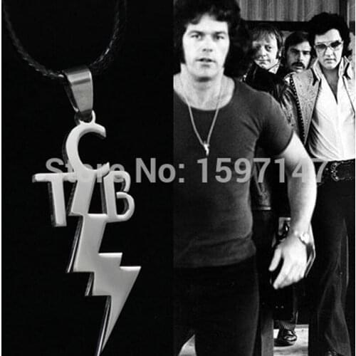 TCB ELVIS PRESLEY Leather Chain Pendant Fashion Stainless Necklace