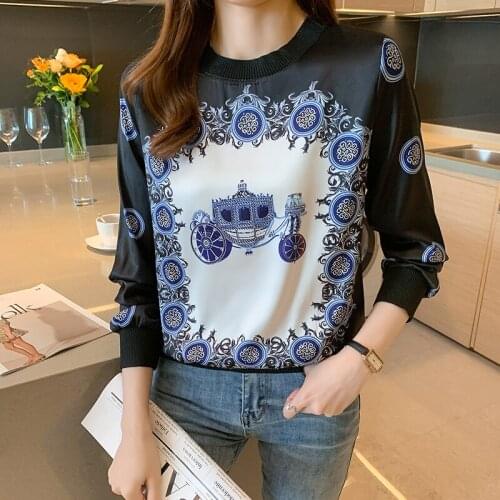 Fashion Womens Tshirt Casual Tops printing T Shirt Basic bottoming shirts Ladies o-neck Long Sleeve Tee Shirt