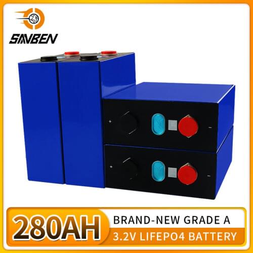 EVE 3.2V 280AH Lifepo4 BRAND NEW 8PCS Grade A DIY Rechargeable Battery Pack 12V 24V Energy Storage EU US Tax Free With Busbars