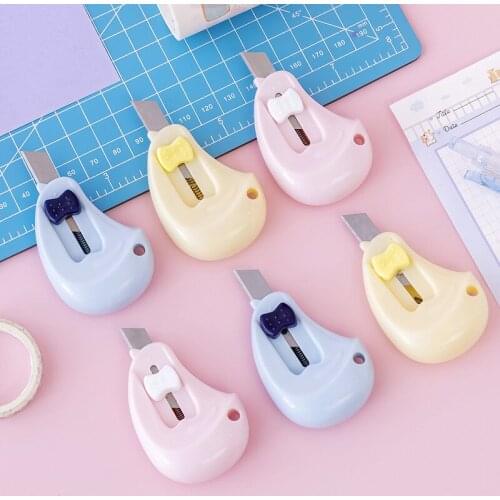 1 PC Cute Cartoon Mini Retractable Paper Cutter Utility Knives Stationery for School Office Home