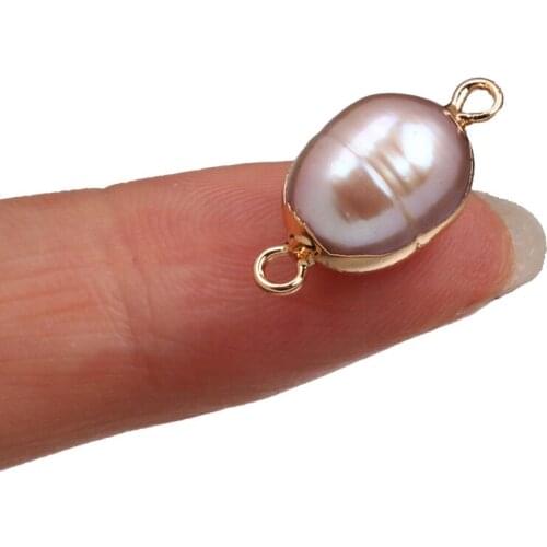 New 1PC Preferred Natural Freshwater Cultured Spherical Pearl Connector for DIY Jewelry Gift Decoration Accessories 8x16-10x18mm