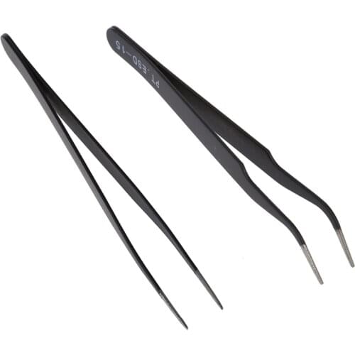 2 Pcs Curved Tweezers Jewelers Craft Hobby Beading Hand Tool Z801479 & Z801480