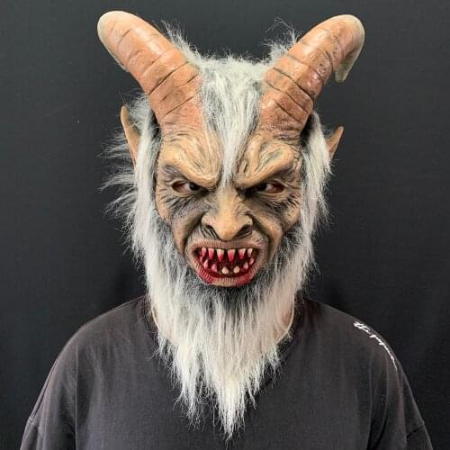 2020 Lucifer Cosplay latex Masks Halloween Costume Scary demon devil movie cosplay Horrible Horn mask Adults Party props