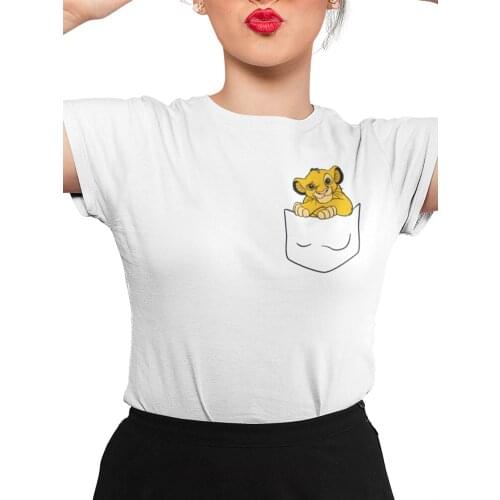 2020 Simba Pocket T-shirt The Lion King Shirt Cute Simba Graphic Tee Funny Animal Kingdom Cartoon Tees Women Casual Tops