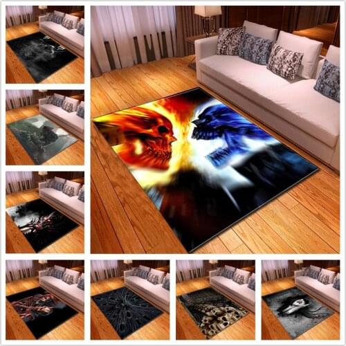 3D Skull Printed Halloween party Area Rugs Kids Room Play Crawl Rug Baby Game Mats Flannel Carpets for Living Room Decor Carpet
