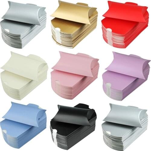 50pcs Pillow Box Wedding Party Favor Paper Gift Box Candy Boxes Supply Accessories Favour Kraft Paper Gift Boxes 9 X 13 X 3.5cm