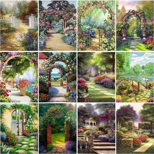 5D DIY Diamond Painting Garden Set Full Drill Square Embroidery Landscape Picture Rhinestones Mosaic Handmade Art New Arrival