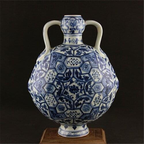 #6 Antique old porcelain vase,Blue and white,Blue&white flat bottle,Hand painting crafts, Decoration Collection,Free shipping