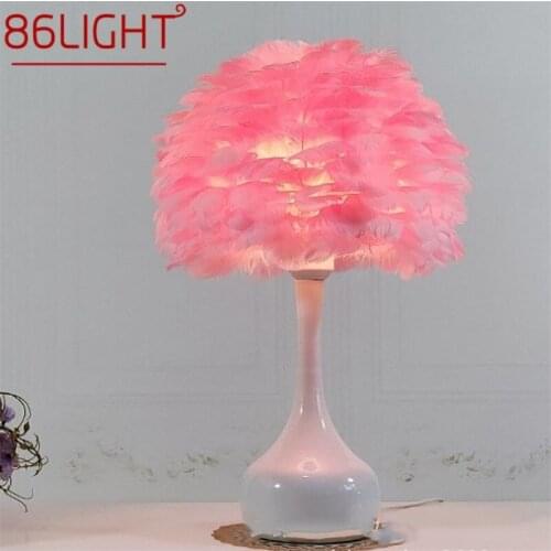 86LIGHT Creative Table Lamps Contemporary Red Feather Desk Lights for Home Living Bed Room Decoration