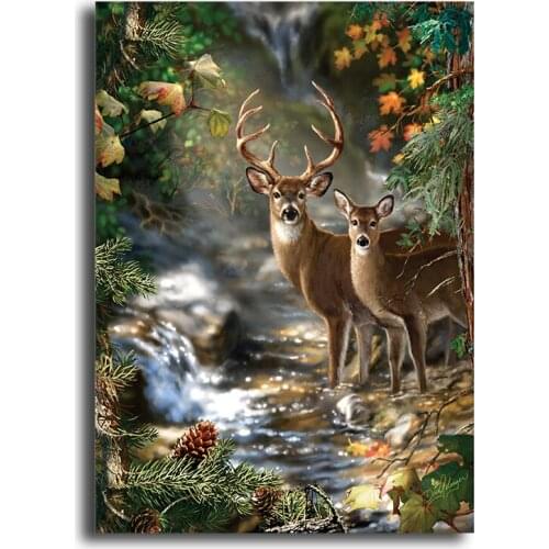 Diy 5D Diamond Painting forest two deer Stitch Square/Round Drill mosaic Drill Wall Winter Embroidery home Decor