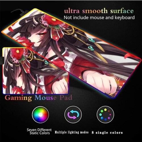 Anime Girl Flower RGB Gaming Large Mouse Pad Gamer Led Computer Mousepad Big Mouse Mat with Backlight Carpet Keyboard Desk Mat