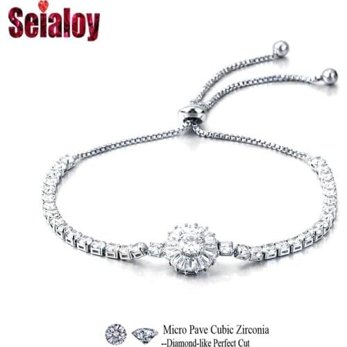 Seialoy Fashion Bohemia Ocean Style Round Shiny Cubic Zircon Bracelets For Women Men Fine CZ Jewelry Adjustable Bracelet Gift