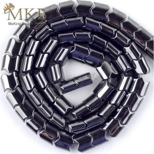 Natural Black Hematite Wave Stone Beads Space Loose Beads For Jewelry Making 5*4/6*5/8*8mm DIY Bracelets Necklace Jewellery 15"