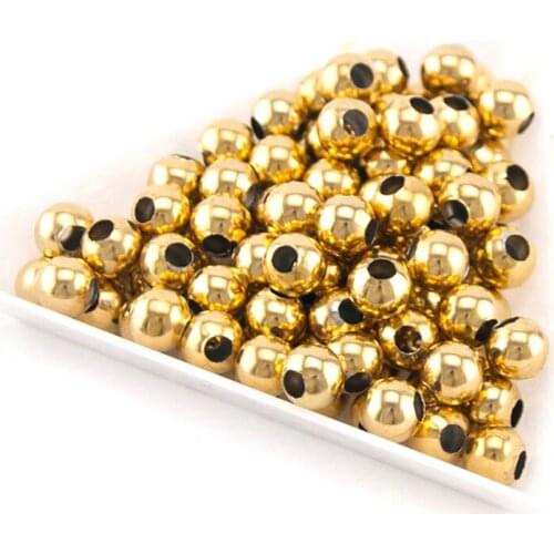 100pcs DIY Beads jewelry Making hollow gold bead necklace Stainless Steel Charms for Bracelets Necklace Jewelry Finding
