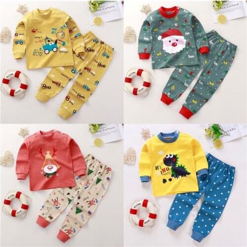 2022 Baby Pajamas Set Long Sleeve Tshirt Pants Clothing Suit Infant Toddler Boy Girl Christmas Clothes Home Outfits Baby Set