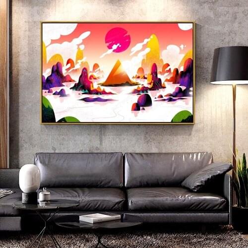 Forbeauty Oil Canvas Painting colorful hills For Home Decoration Wall Art