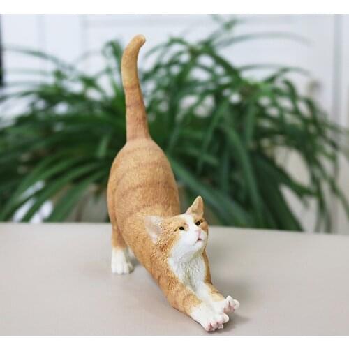 JJM American Wirehair Cat Pet Figure Stretch Kitten Animal Collector Toy PVC Model Educational for Children Adults Kids Gift