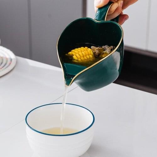 European Ceramic Grease Trap Creative Restaurant Oil Separator Kitchen Oil Soup Skimmer Household Light Luxury Oil Filter Bowl