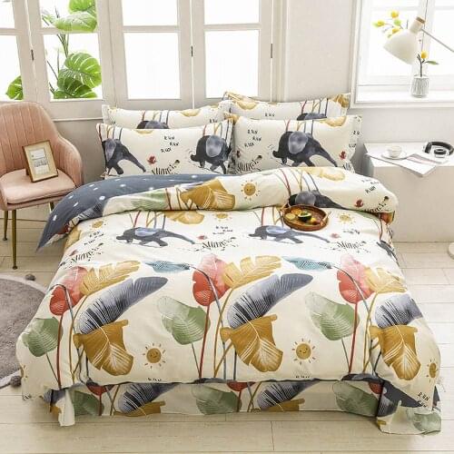PAPA&MIMA Cotton Linens Sheet Pillowcase Duvet Cover Set Print Bedding Sets Queen Double Single King Family Size