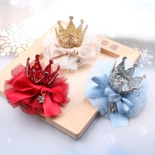 Girls Crown Bowknot Hairband Headwear Accessories Baby Shiny Cute Princess Children Tiara Headband Kids Crafts DIY Decor