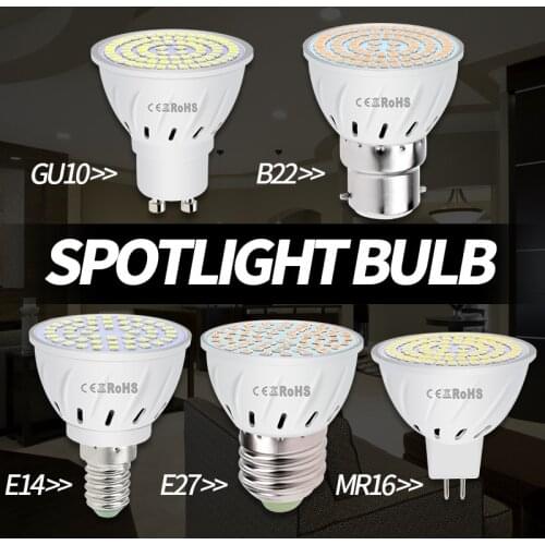 Bulb 220V Light E27 Lamp GU10 Spotlight E14 Lampara Led GU5.3 Led Bulb B22 Light Bulbs MR16 Ampul 48 60 80 Leds Lampe For Home