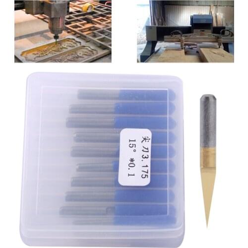 LETAOSK 10pcs Titanium Coated Carbide PCB Engraving CNC Bit Router Tool 15 Degrees 0.1mm