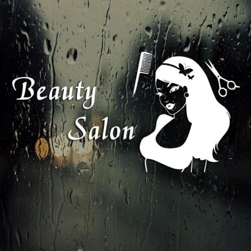 Hair Salon Sticker Beauty Scissors Decal Haircut Name Posters Vinyl Wall Art Decals Decor Decoration Mural Salon Sticker
