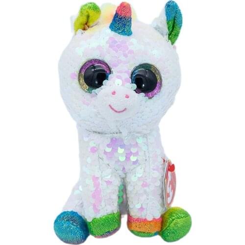 New 6" 15cm Ty Big Eyes Flippables Pixy Rainbow Unicorn Color Changing Sequins Animal Toy Collectible Boy Girl Birthday Gift