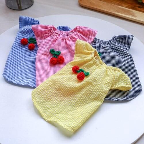 Pet Dog Clothes Shirts Plaid Clothing Dogs Super Small Costume Thin Cute Breathable Chihuahua Print Summer Yollow Girl Mascotas