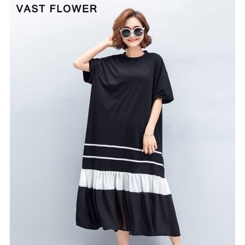Patchwork Pleated Ruffles Summer Dress Women New Korean Short Sleeve Loose Casual Elegant Midi Dress Robe Fashion Clothes2021