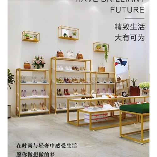 Shoe rack display rack shoes floor-to-ceiling shoe store shelf clothing shop gold multi-layer bag rack shoe cabinet display rack
