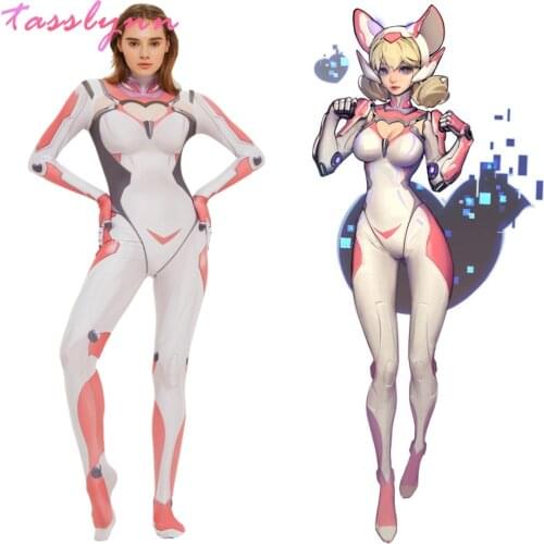 Hot Games 5v5 Arena Game Cosplay Mage Dakki Cosplay Costumes Pink Bodysuit Cute PU Zentai The Other End of Time Cosplay