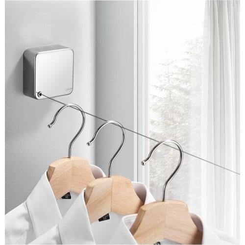 Portable Stainless Steel Retractable Clothesline Indoor Outdoor Laundry Hanger Clothes Dryer Organizer Clothes Drying Rack Rope