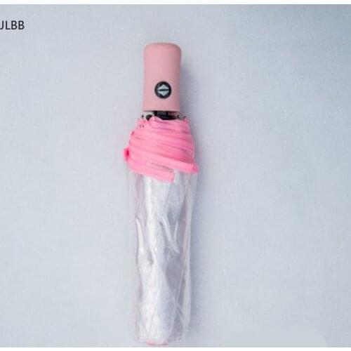 Transparent Fully Automatic Umbrella Men Women Outdoor Folding Luxury Clear Rain Umbrella Black Pink Big Large Girl Auto Parasol