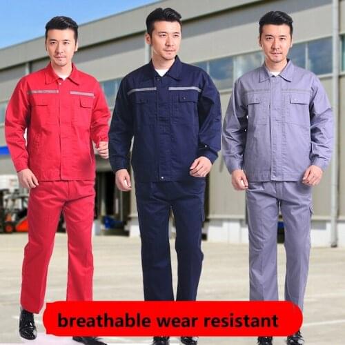 Work Clothing Sets Men Women Reflective Jacket+Pants wear resistant Machine Repairmen Workshop Overalls engineer Working Uniform