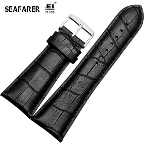 Watch Strap 23mm 24mm 26mm 28mm Big Width Black Brown Mens Alligator Genuine Leather Watch Strap Band Bracelets Free Shipping