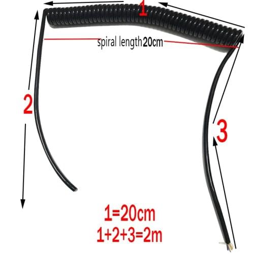 Customized spiral cable 5 core 0.5mm2 black power cord can extend the tensile wire spring telescopic wire 15awg PU wire