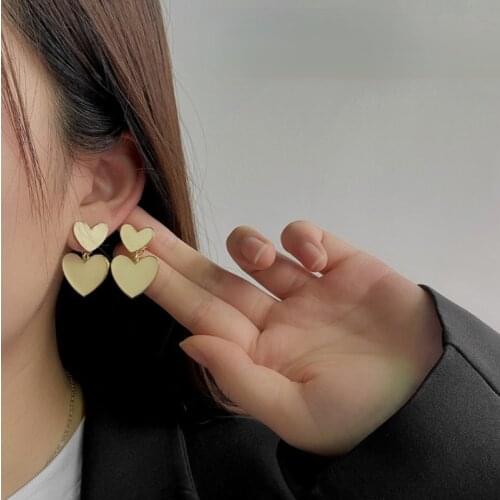 U-Magical Exaggerated White Color Two Love Heart Dangle Earrings for Women Stylish Oversize Earrings Girls Gifts Jewelry Elegant