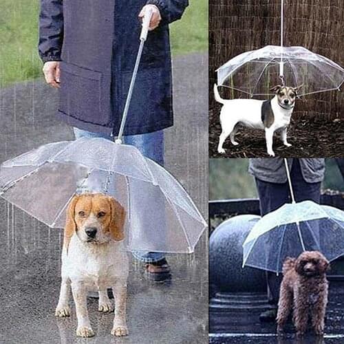 Dog Walking Waterproof Clear Cover Built-in Leash Rain Sleet Snow Pet Umbrella Dog Umbrella Pet Rain Cover Umbrella Walking Cove