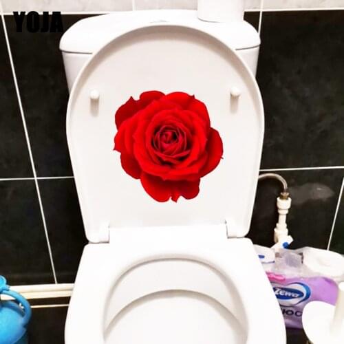 YOJA 23.5×23.9CM Red Rose Romantic Home Bedroom Wall Stickers Fashion WC Toilet Decals Accessories T1-3146