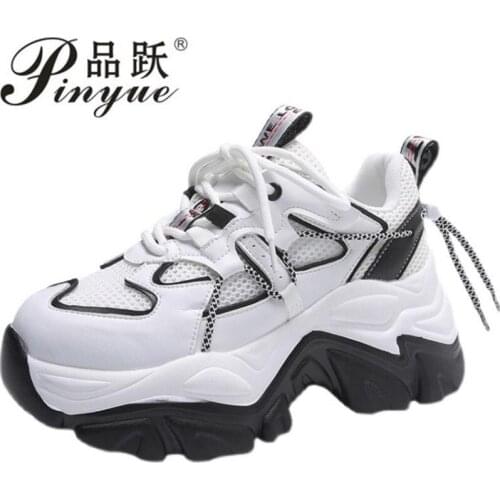 Women Sneakers Womens Lace Fashion Breathable Platform Thick Bottom Female Casual Black White Shoes Up Vulcanized Drop Shipping