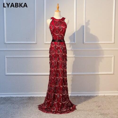 Mermaid Evening Dress Burgundy Backless Evening Dresses Long Dress Vestido De Festa Robe De Soiree 2019 Evening Dress Elegant