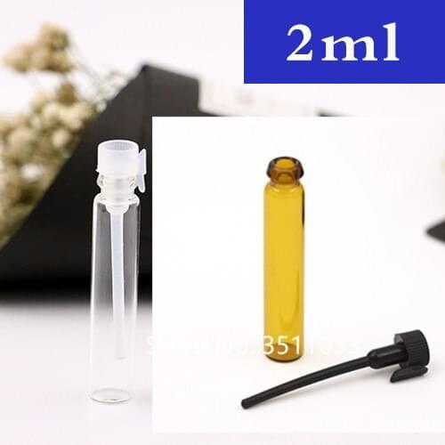 2ML Transparent Mini Glass Vial Perfume Mini Tester Bottle Small Brown Parfum Sample Vial Perfume Sample Bottles 50pcs 100pcs