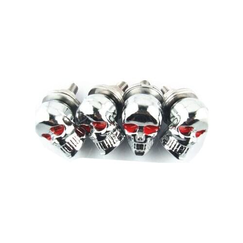 4x Chrome Skull Universal Motorcycle License Number Plate Frame Bolts Tag Screws For Harley Dyna Xl Honda Yamaha Suzuki Kawasaki