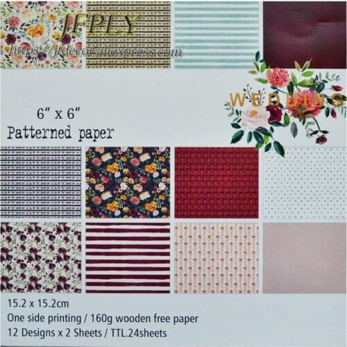 DIY Photo Album Flower series Decorative Scrapbooking Papers craft Background pad Paper Origami 6 inches 24Sheets/Set