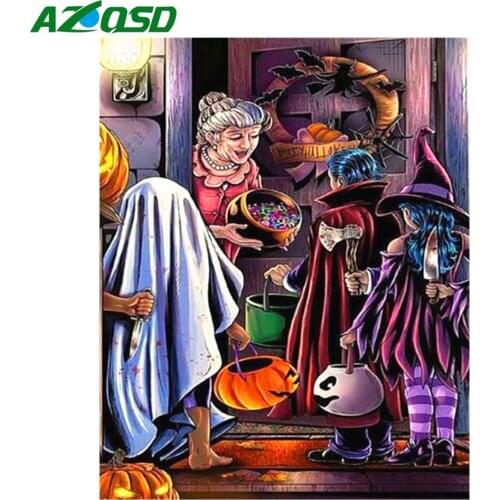 AZQSD Halloween 5D Diamond Painting Cartoon Cross Stitch Diamond Embroiery Sale Rhinestones Pictures Handmade Diy Full Square