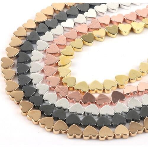 67pcs/lot 5x6mm Natural Stone Beads Love Heart Shape Hematite Beads Loose Spacer Beads for Jewelry Making DIY Bracelet Necklace