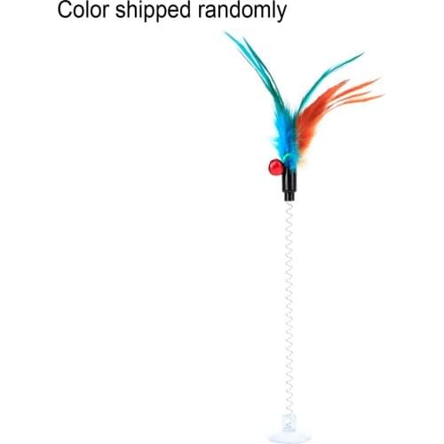 Cat toy colorful suction cup with bell spring mouse cat spring feather